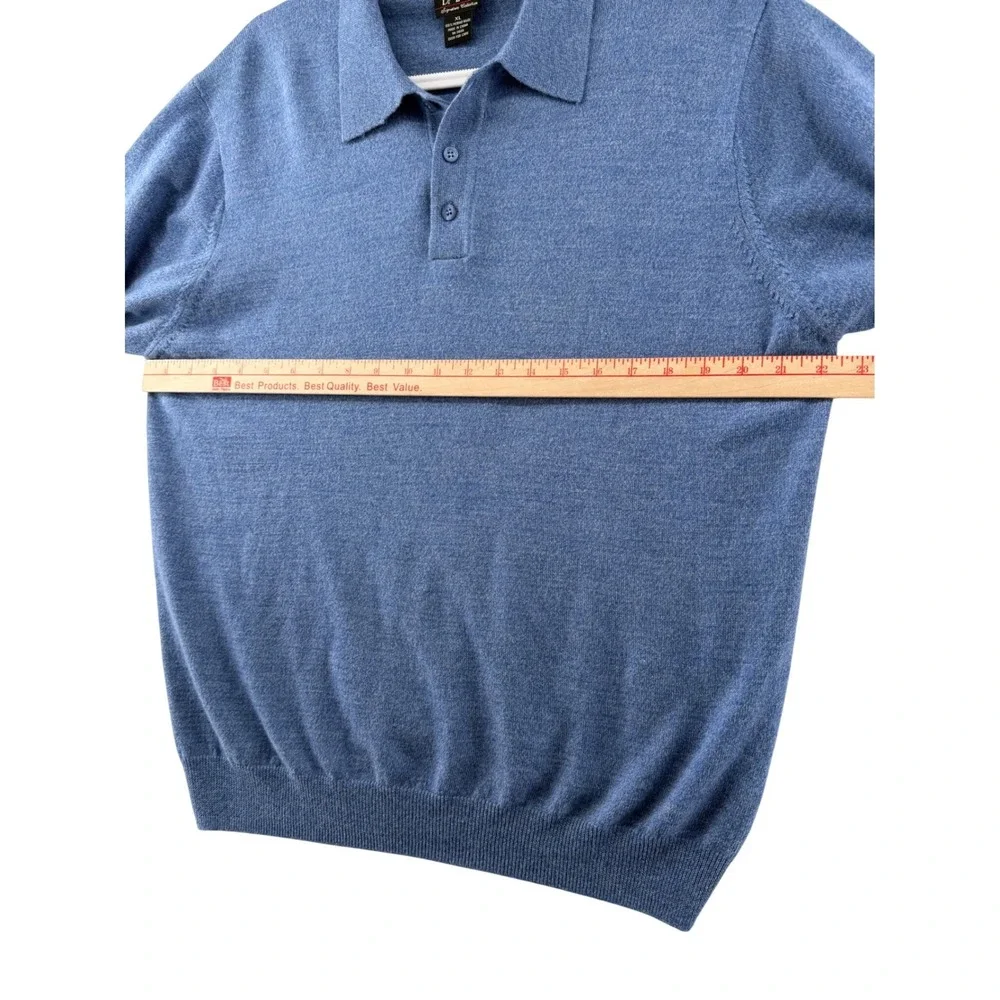 Jos A Bank Signature Polo Sweater Mens X-Large Blue 100% Italian Merino Wool - Picture 2 of 6
